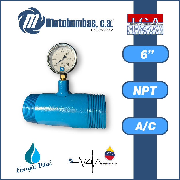 NIPLE CORTO P/MANOMETRO A/C ASTM A53 SCH 40 CONEXION 1/4" SERIE ISA MOD.  6"