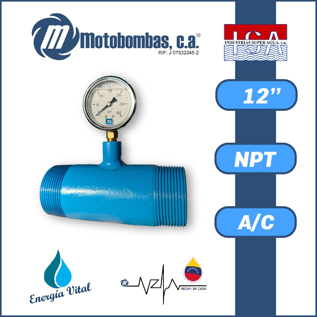 NIPLE CORTO P/MANOMETRO A/C ASTM A53 SCH 40 CONEXION 1/4" SERIE ISA MOD. 12"