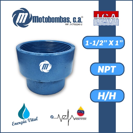 [3993ISA-COPA0R010H015H-ACERO] REDUCCION A/C ROSCADA SERIE ISA MOD. H/H  1-1/2" X 1"