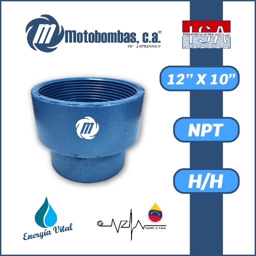 [3993ISA-COPA0R100H120H-ACERO] REDUCCION A/C ROSCADA SERIE ISA MOD. H/H 12" X 10"