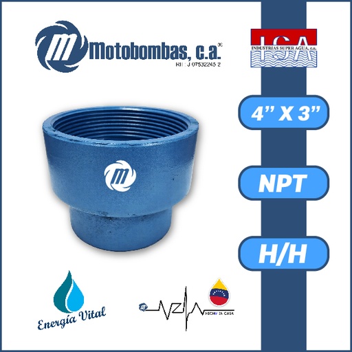 [3993ISA-COPA0R030H040H-ACERO] REDUCCION A/C ROSCADA SERIE ISA MOD. H/H  4" X 3"