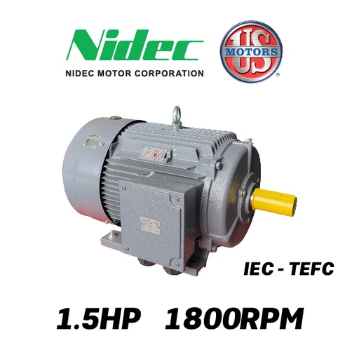 [7905USM-5US001543T0090S-0AI1] MOTOR HORIZONTAL   1,50HP 1800RPM US MOTORS MELC1E2M / ELC105S 3PH 220-440V 4P SF 1,15 9W DOL 90S TEFC IEC-IE2 CI