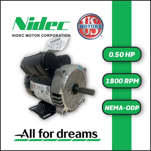[7905USM-5US000541M0056C-0AI1] MOTOR HORIZONTAL 0,50HP 1800RPM US MOTORS D12CP2PC 1PH 115-230V 4P SF 1,15 5W DOL 56C ODP NEMA CI