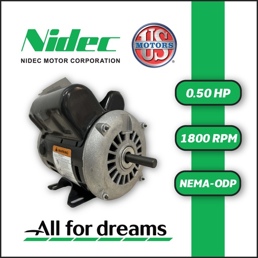 [7905USM-5US000541M00048-0AI1] MOTOR HORIZONTAL T   0,50HP 1800RPM US MOTORS D12CP2P4 1PH 115-230V 4P SF 1,15 3W DOL 48 ODP NEMA CI