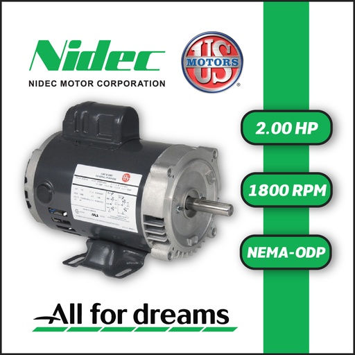 [7905USM-5US002041M056HC-0AI1] MOTOR HORIZONTAL TC  2,00HP 1800RPM US MOTORS D2CP2PHC 1PH 115-230V 4P SF 1,15 3W DOL 56HC ODP NEMA CI