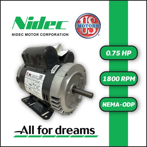 [7905USM-5US000740M056HC-0AI1] MOTOR HORIZONTAL TC  0,75HP 1800RPM US MOTORS D34CP2PHC 1PH 115/208-230V 4P SF 1,15 3W DOL 56HC ODP NEMA CI