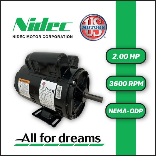[7905USM-5US002021M00056-1AI1] MOTOR HORIZONTAL T  2,00HP 3600RPM US MOTORS T63BXBPM-1039 / 3768 1PH 115-230V 2P SF 1,15 3W DOL 56 ODP NEMA CI