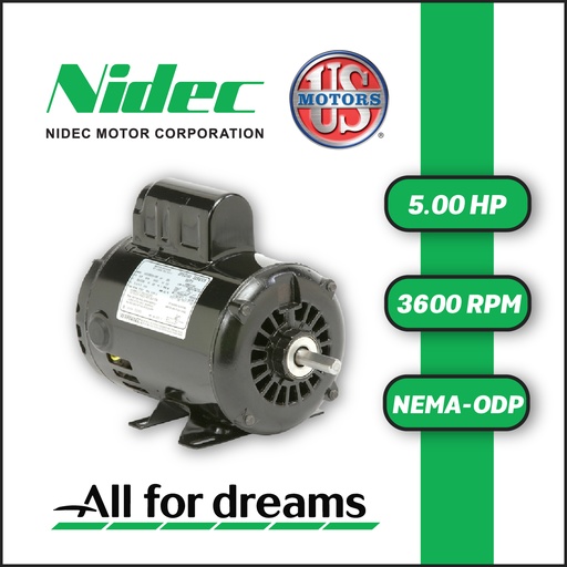 [7905USM-5US005024M056HZ-1AI1] MOTOR HORIZONTAL 5,00HP 3600RPM US MOTORS T063WBZ1538013B / D5CM1K14 1PH 230V 2P SF 1,15 3W DOL 56HZ ODP NEMA CI