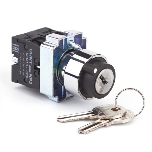 [6305CHT-CHT-NP2 - BG33] SELECTOR METALICO  3 POSICIONES  C/LLAVE  2NO  MARCA CHINT  MOD. NP2-BG33  22MM