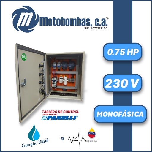 [6023MDE-PM008CON3XN230-MI55] TABLERO DE CONTROL Y POTENCIA P/ MOTOR PANELLI MF SERIE MDE MOD. TMDEPAN007    0,75HP 1PH/230V