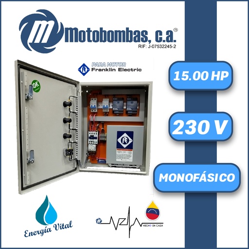 [6013MDE-IF150SUP2DN230-MI55] TABLERO DE CONTROL Y POTENCIA P/ MOTOR FRANKLIN ELECTRIC MF SERIE MDE MOD. TMDEFEDELUX150  15,00HP 1PH/230V