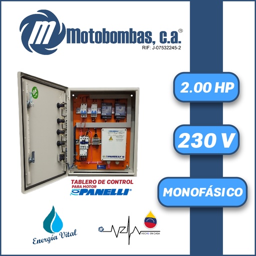 [6013MDE-PP020CON3XN230-MI55] TABLERO DE CONTROL Y POTENCIA P/MOTOR PANELLI MF SERIE MDE MOD. TAM020    2,00HP 1PH/230V