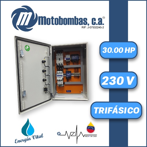 [TMDE711300300] TABLERO DE CONTROL Y POTENCIA TF  P/ MOTOR SUMERGIBLE SERIE MDE MOD. TMDE711300300 30,00HP 3PH/230V DOL