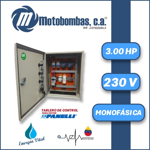 [6023MDE-PM030CON3XN230-MI55] TABLERO DE CONTROL Y POTENCIA P/ MOTOR PANELLI MF SERIE MDE MOD. TMDEPAN030    3,00HP 1PH/230V