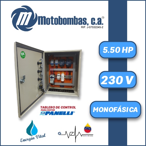 [6023MDE-PM055CON3XN230-MI55] TABLERO DE CONTROL Y POTENCIA P/ MOTOR PANELLI MF SERIE MDE MOD. TMDEPAN055    5,50HP 1PH/230V