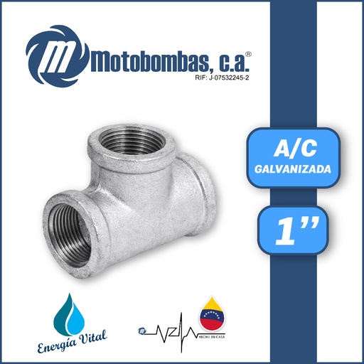 [3815VAR-TEE09R010H010H-1020] TEE A/C GALVANIZADA SERIE VAR MOD.   1"