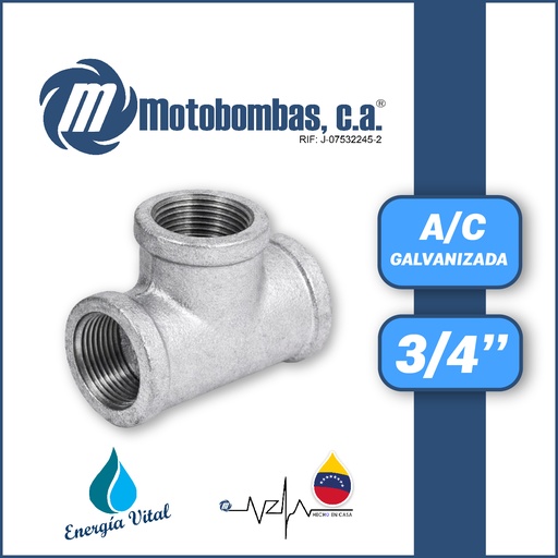[3815VAR-TEE09R008H008H-1020] TEE A/C GALVANIZADA SERIE VAR MOD.    3/4"