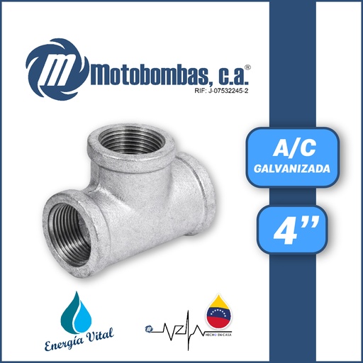 [3815VAR-TEE09R040H040H-1020] TEE A/C GALVANIZADA SERIE VAR MOD.  4"