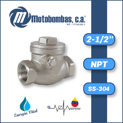 [4205VAR-8200290046] VALVULA      RETENCION HORIZONTAL SERIE VAR SS-304 MOD. 2-1/2"