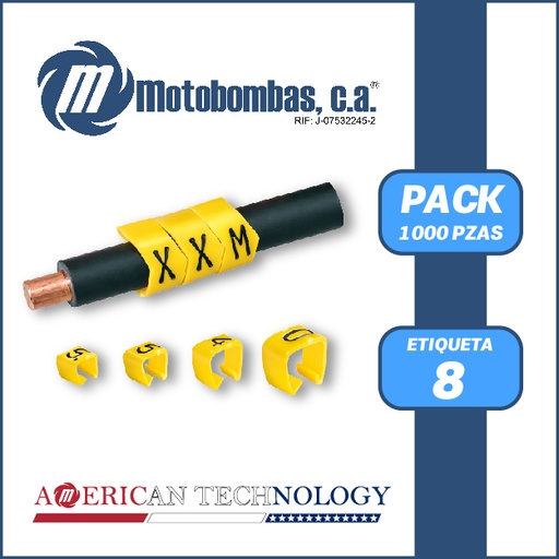 [6914VAR-9-0000] MARCACABLE ANILLO - OCHO (8) - PAQUETE DE 1000 PZA