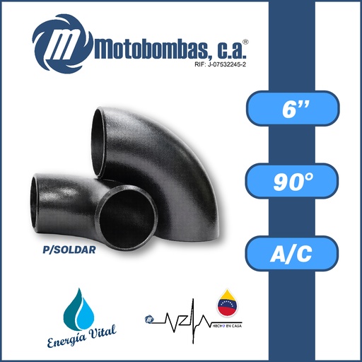 [3805VAR-CODO9S060M060M-1020] CODO A/C P/SOLDAR A-234 SCH40 SERIE VAR MOD. 90 GRADOS 6"