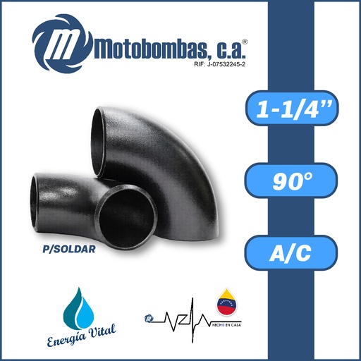 [3805VAR-CODO9S012M012M-1020] CODO A/C P/SOLDAR A-234 SCH40 SERIE VAR MOD. 90 GRADOS   1-1/4"