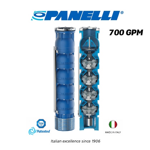 [5525PAN-180REC70003JX0-SF01] CUERPO SUMERGIBLE PANELLI  8" SERIE REC MOD. 180REC70003 700GPM  60,00HP  03ET 5"NPT NEMA6