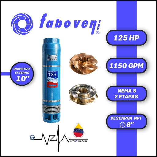 [5533FBV-125010M02TX000-BF01] CUERPO SUMERGIBLE FABOVEN 10" SERIE TSA MOD. 125010M02TX0 1150GPM 125,00HP 02ET 8"NPT NEMA8              