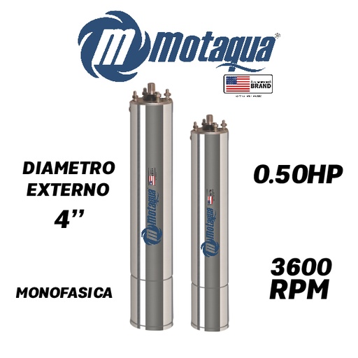 [7505MTS-2M0005F4ORSB3S-AS30] MOTOR SUMERGIBLE MF MOTAQUA  4" SERIE MTS MOD. M4ORSF05F   0,50HP 1PH/230V/60HZ/2P 3600RPM 3W DOL NEMA4 OL-R