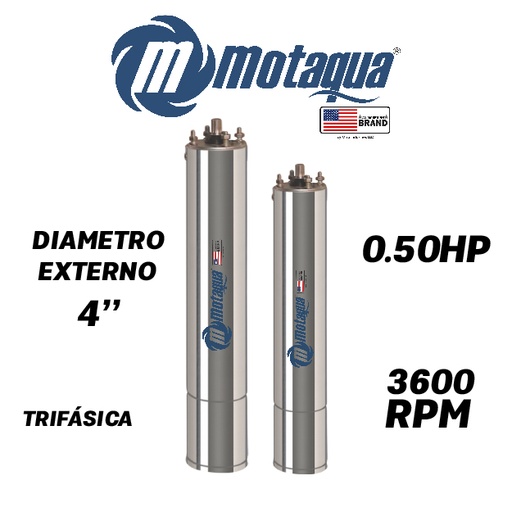 [7505MTS-2T0005L4ORSB3S-AS30] MOTOR SUMERGIBLE TF MOTAQUA  4" SERIE MTS MOD. T4ORSF05K   0,50HP 3PH/460V/60HZ/2P 3600RPM 3W DOL NEMA4 OF-R  450LBF