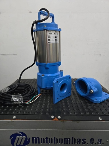 [5355MTS-2T120SVE030RJJ-SF01] BOMBA SUMERGIBLE AGUAS SERVIDAS TF MOTAQUA SERIE MTS MOD. 2T120SVM30 VORTEX 120GPM 3,00HP 230V 60HZ 3.450RPM 3"NPT CODO