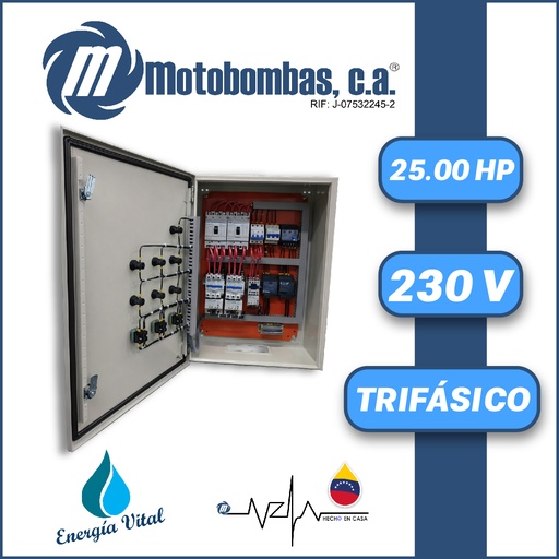 [6233MDE-TMDE121300250-0000] TABLERO DE CONTROL Y POTENCIA TF   P/ SIST. HIDRONEUM DOS BOMBAS CENTRIFUGAS SERIE MDE MOD. TMDE121300250 25,00HP 3PH/230V ALTERNADAS Y ADITIVAS DOL