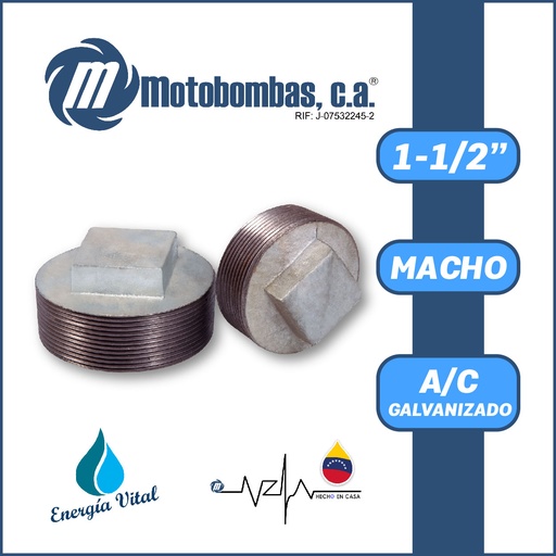 [3835VAR- TAPON015] TAPON A/C GALVANIZADO ROSCADO SERIE VAR MOD. M 1-1/2" 