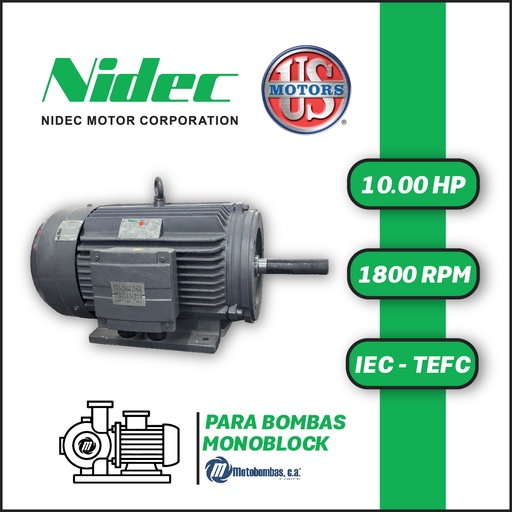 [7705USM-T410HP] MOTOR HORIZONTAL TF JM4P  10,00HP 1800RPM US MOTORS MELC7E2M / ELC126S MOD TF JM2P 220-440V 4P 3PH SF 1,15 DOL 132MZ IEC-IE2 CI TEFC
