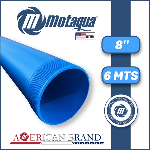 [5855MSM-CCLS080X236L00-UPVC] TUBO CASING CIEGO LISO uPVC MOTAQUA MSM CM 8,00" x 6 MTS