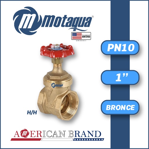 [4225MFD-CFRS0100PN010R-0000] VALVULA COMPUERTA       VASTAGO FIJO MOTAQUA SERIE MFD PN10 ROSCADA H/H STD BRONCE A MOD. 1"