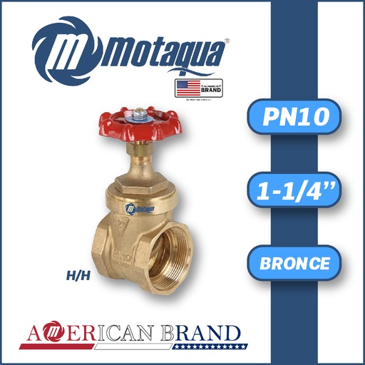 [4225MFD-CFRS0125PN010R-0000] VALVULA COMPUERTA      VASTAGO FIJO MOTAQUA SERIE MFD PN10 ROSCADA H/H STD BRONCE A MOD. 1-1/4"