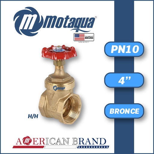 [4225MFD-CFRS0400WO200R-0000] VALVULA COMPUERTA VASTAGO FIJO MOTAQUA SERIE MFD WOG200 ROSCADA H/H STD BRONCE A MOD. 4"