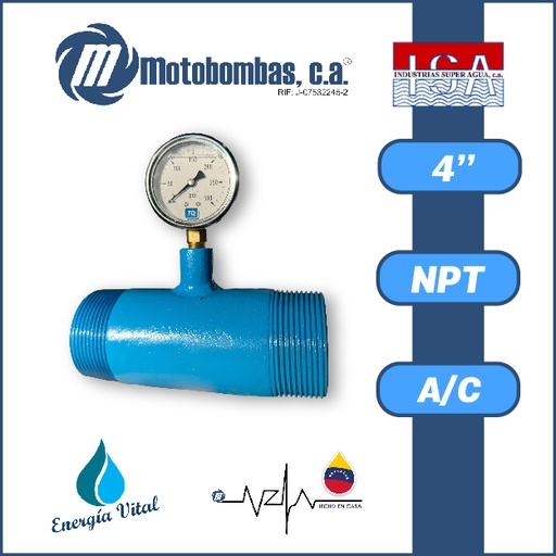 [3963ISA-] NIPLE CORTO P/MANOMETRO A/C ASTM A53 SCH 40 CONEXION 1/4" SERIE ISA MOD.  4"