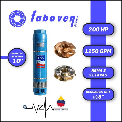 [5533FBV-200010M03TX000-BF01] CUERPO SUMERGIBLE FABOVEN 10" SERIE TSA MOD. 200010M03TX0 1150GPM 200,00HP 03ET 8"NPT NEMA8