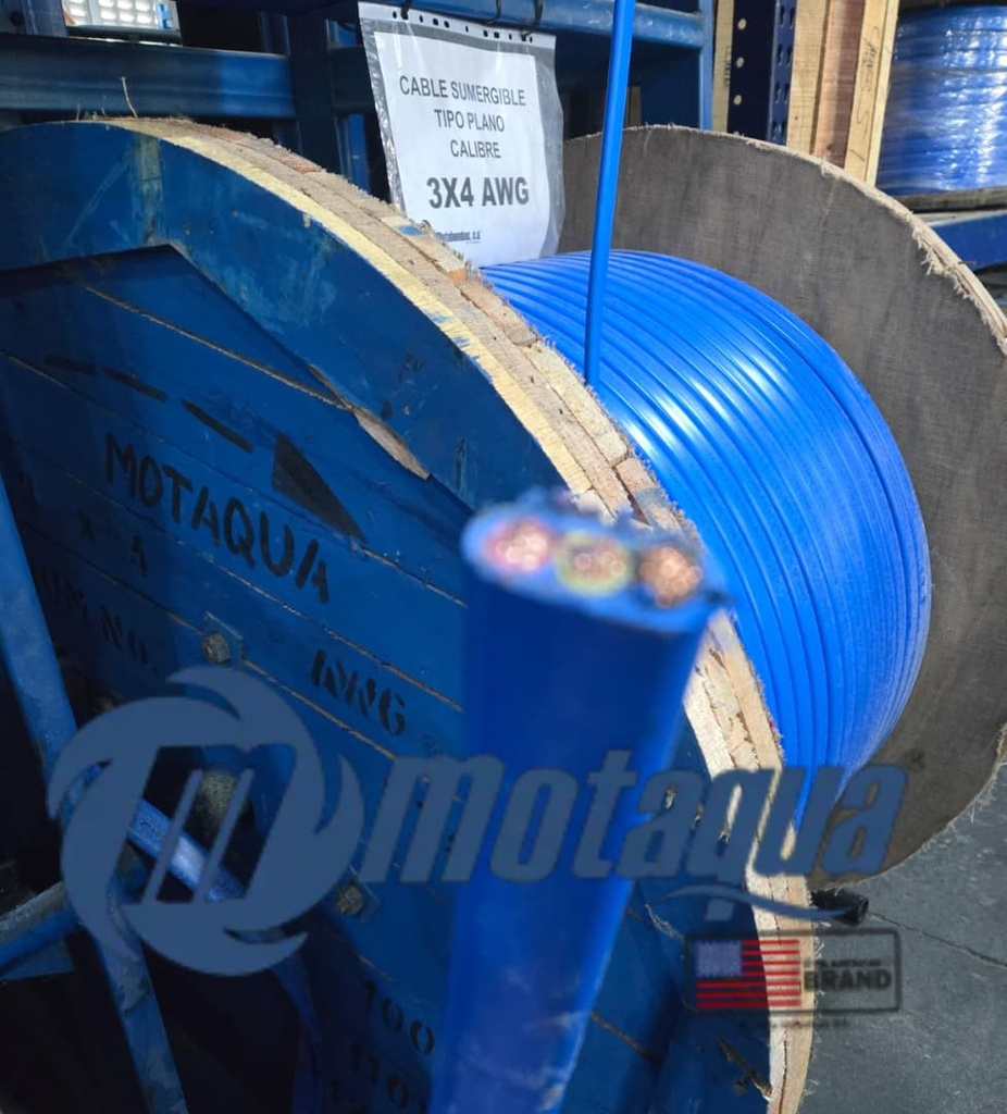 CABLE SUMERGIBLE PLANO PANELLI/MOTAQUA AWG 600V 75C PVC/PVC SERIE MAE MOD.  3x4