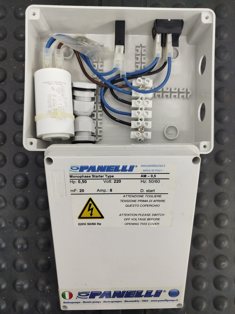 CAJA ARRANCADORA    PANELLI MF SERIE PAM MOD.  AM005 0,50HP 1PH/230V