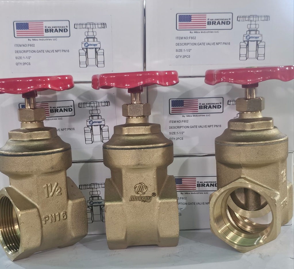 VALVULA COMPUERTA       VASTAGO FIJO MOTAQUA SERIE MFD PN10 ROSCADA H/H STD BRONCE A MOD.  3/4"