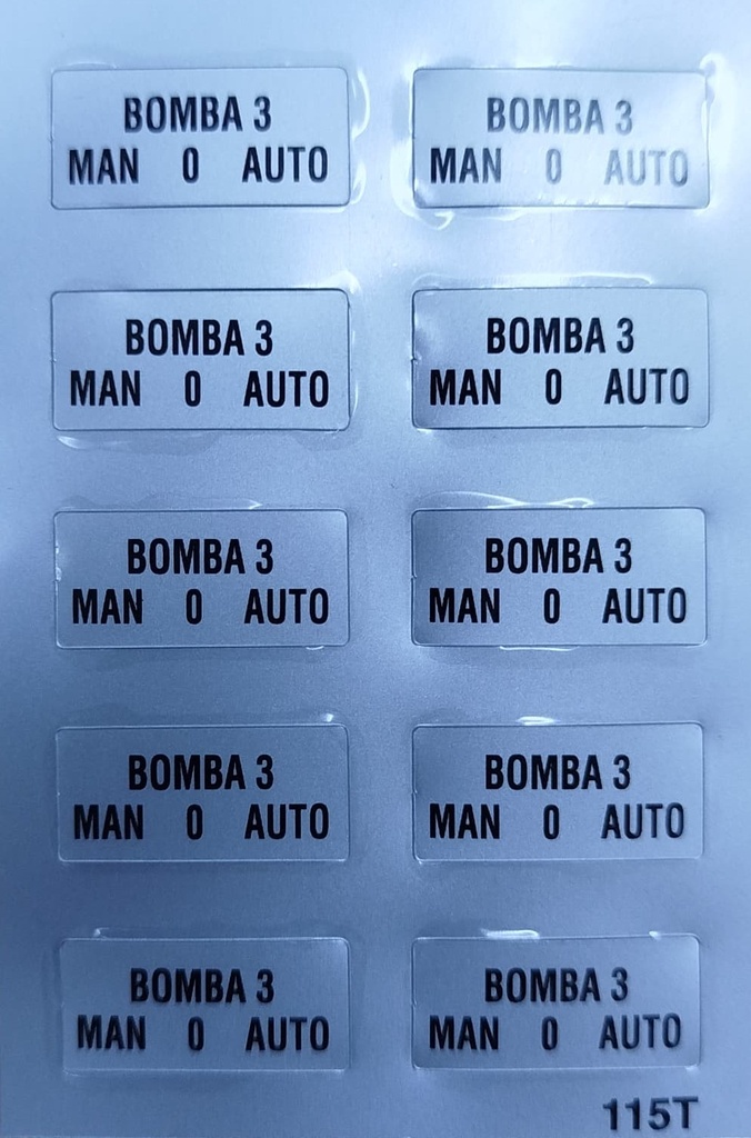 ETIQUETA "BOMBA 3 MAN-O-AUTO"