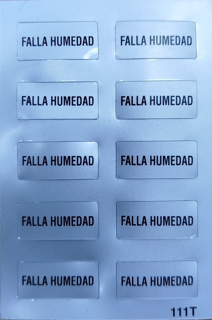ETIQUETA "FALLA - HUMEDAD"