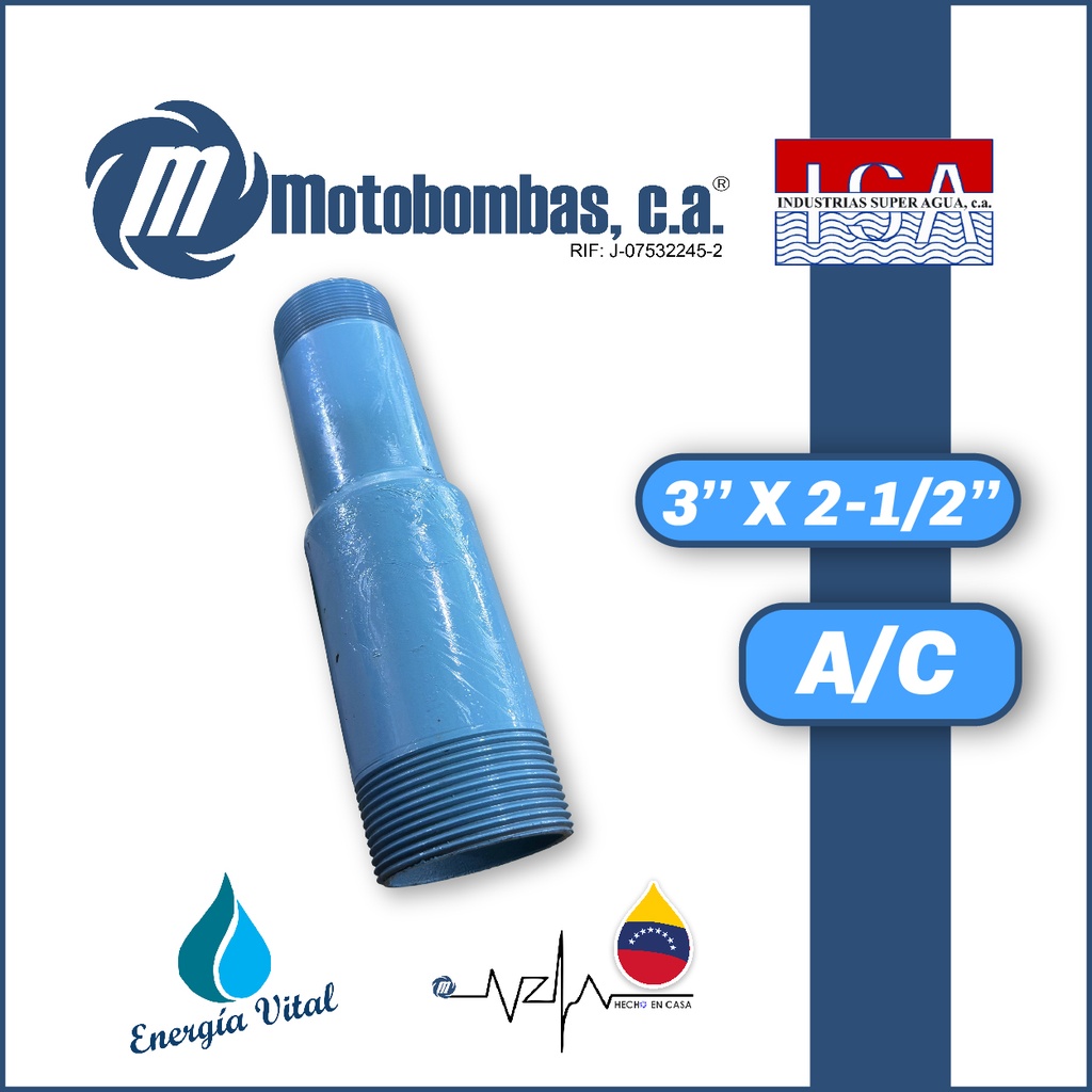 NIPLE REDUCIDO ACERO AL CARBONO 3" X 2-1/2"
