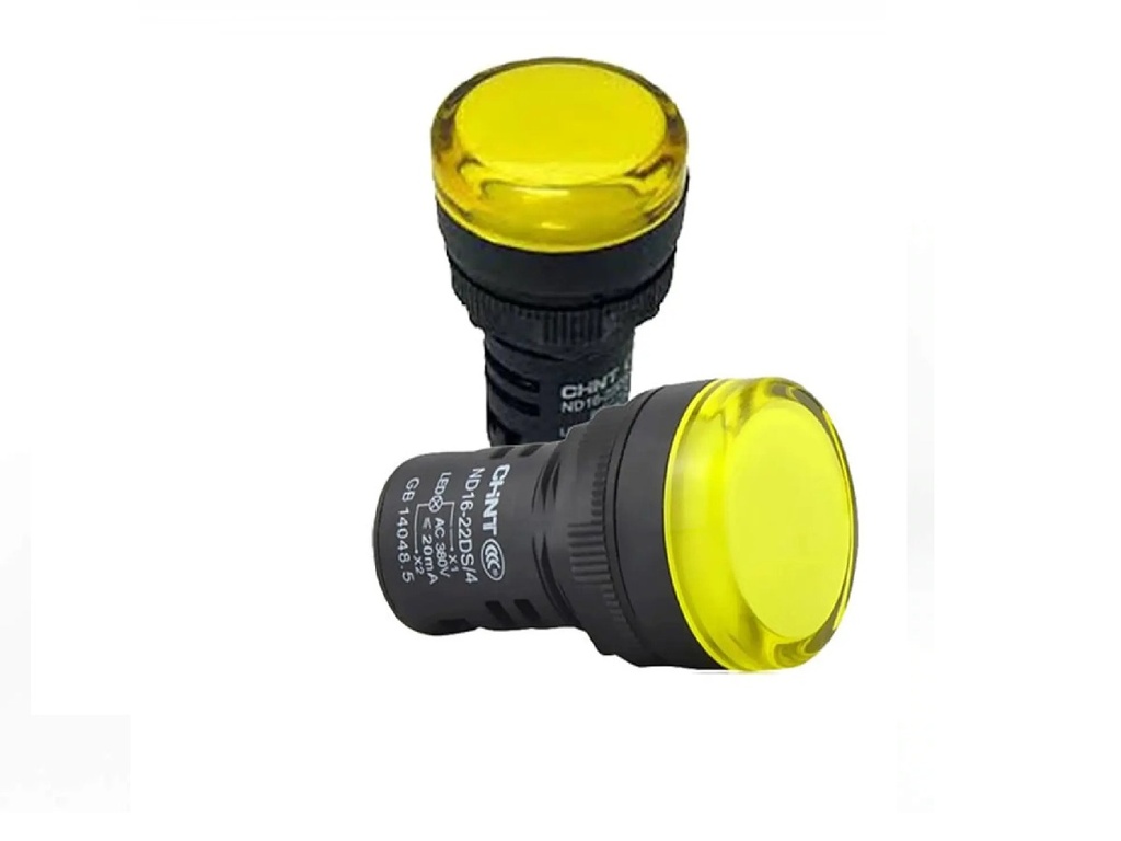 PILOTO LUMINOSO LED  MARCA  CHINT  MOD. ND16-22   COLOR AMARILLO  220V  22MM