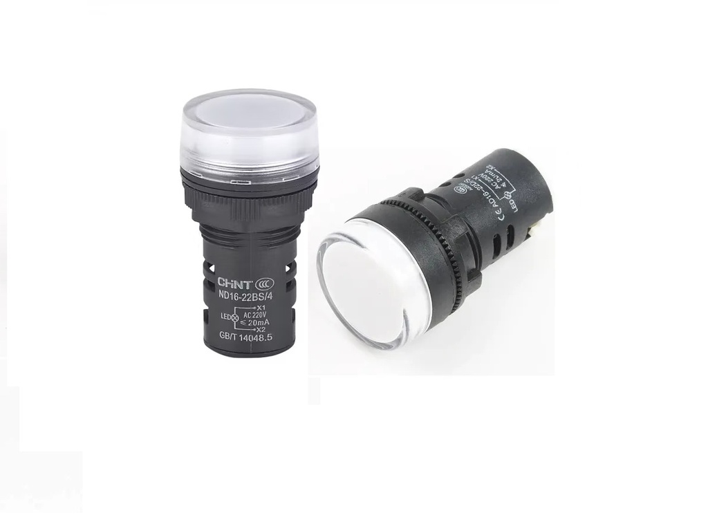 PILOTO LUMINOSO LED  MARCA  CHINT  MOD. ND16-22   COLOR BLANCO  220V  22MM