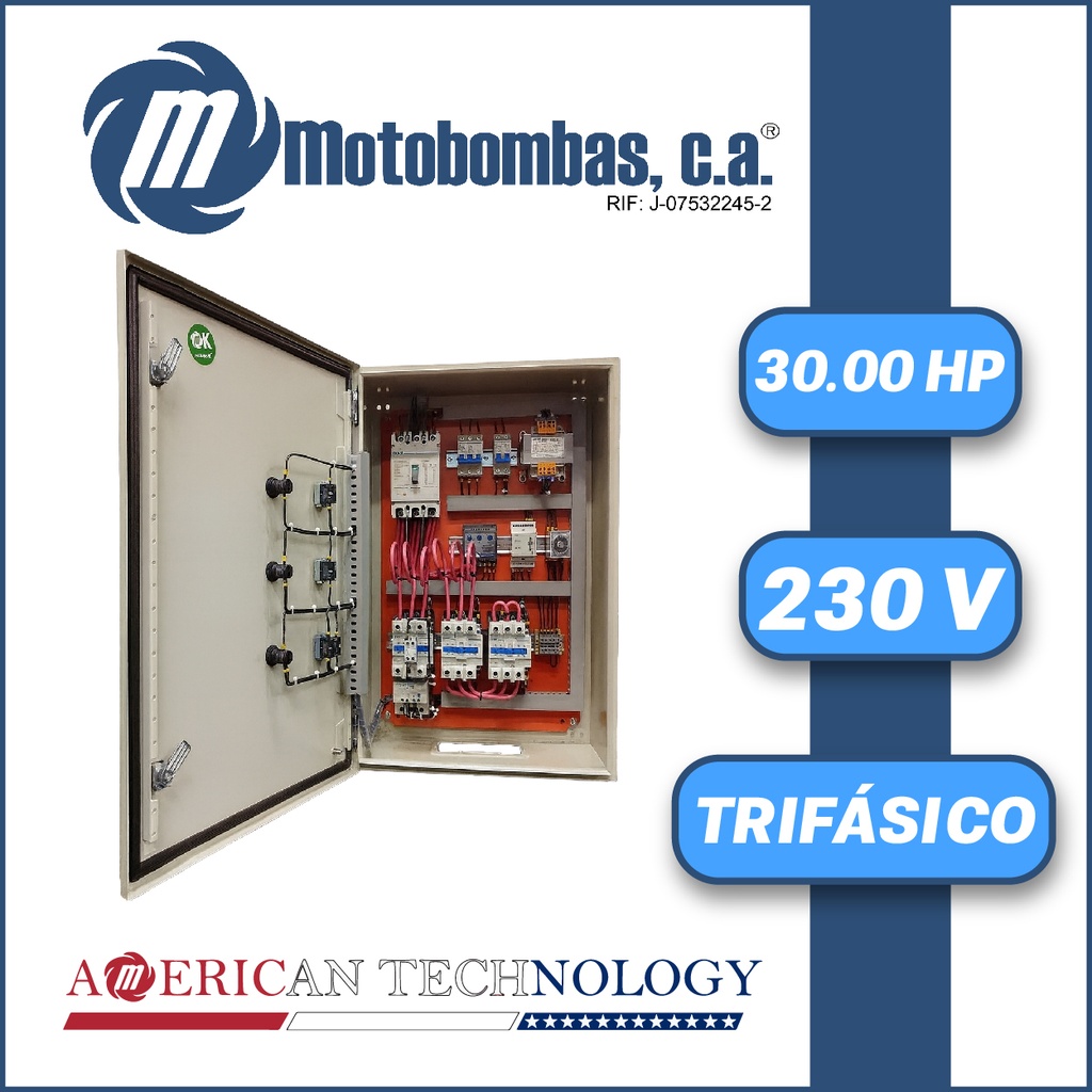 TABLERO DE CONTROL Y POTENCIA TF  P/ MOTOR SUMERGIBLE SERIE MDE MOD. TMDE712300300 30,00HP 3PH/230V ARRANQUE ESTRELLA-TRIANGULO