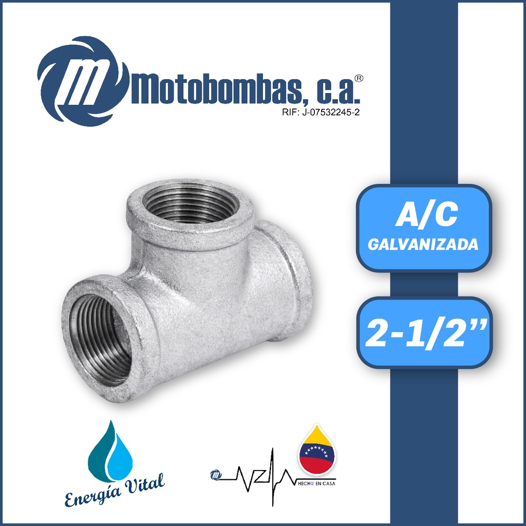 TEE A/C GALVANIZADA SERIE VAR MOD.  2-1/2"